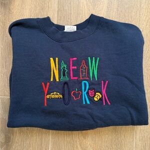Navy New York Embroidered Graphic Sweatshirt